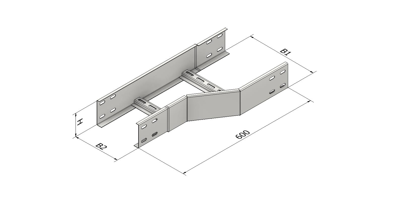 В-переход правый НЛ-ПШП 400х100/300х100 мм, толщ. 1,5 мм, цинк