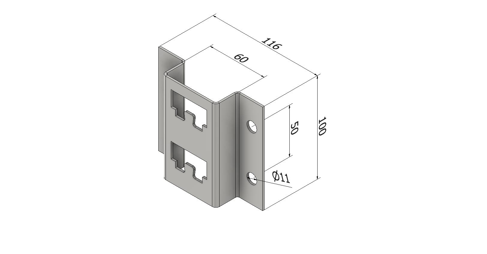 Основание одиночной полки К 2158 мм, толщ. 2,0 мм, цинк