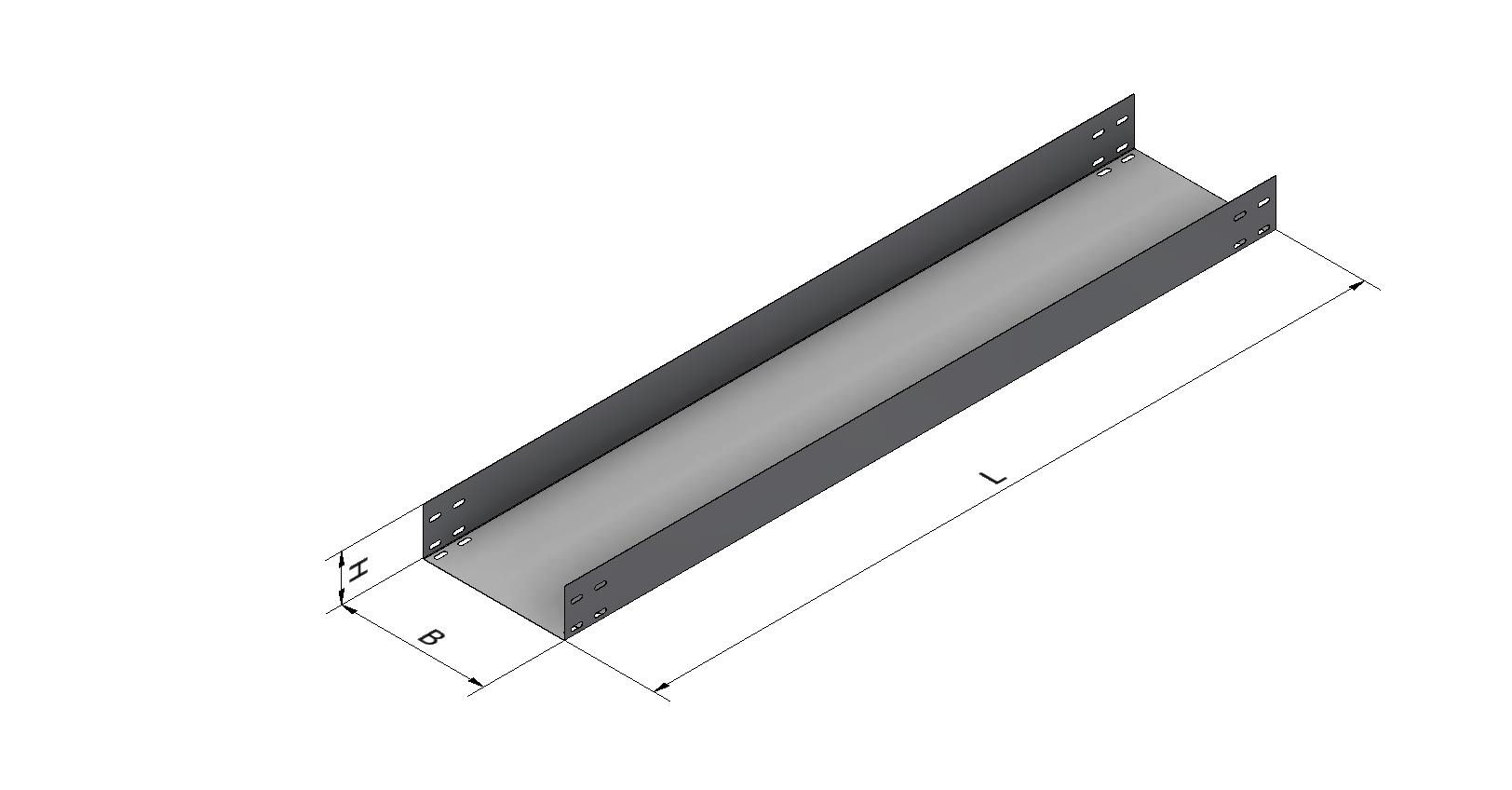 Лоток прямой перфорированный ЛМГ 400х100х2000, толщ. 1,5 мм, цинк