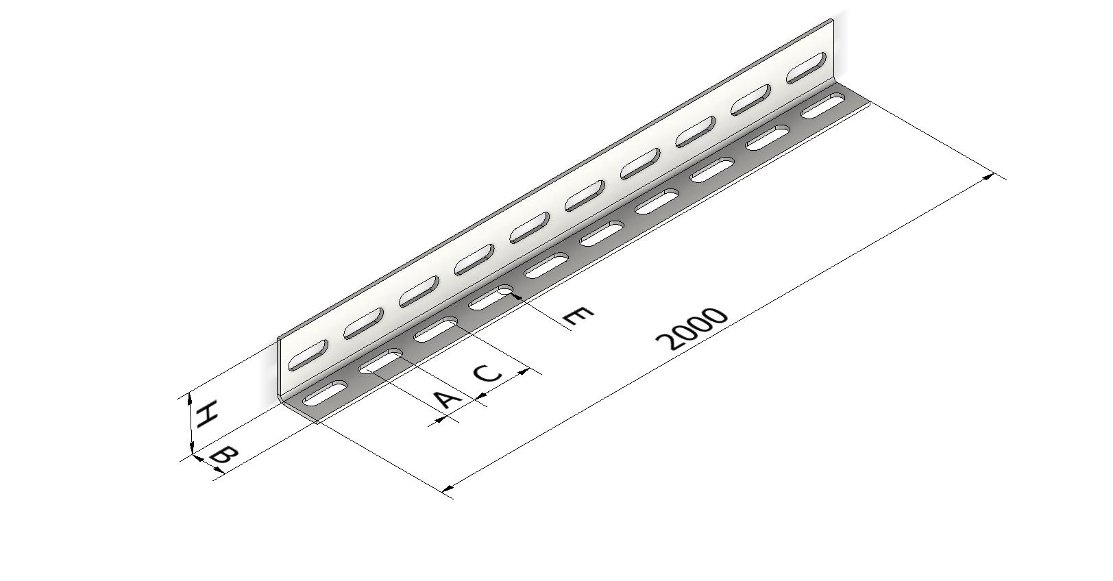 Перфоуголок К 237 36х50х2000 мм, толщ. 2,0 мм, цинк